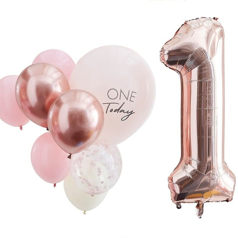 Ballon Bouquet 1 Jahr - Rosa/Roségold