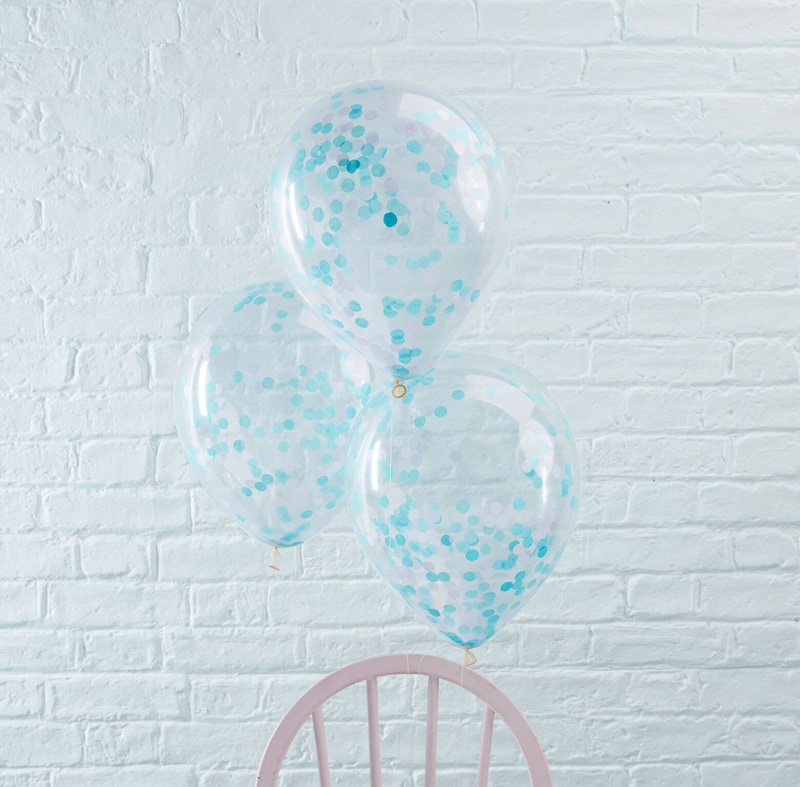 Luftballons Blau Konfetti 5er Pack