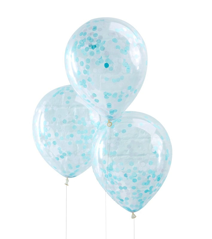 Luftballons Blau Konfetti 5er Pack