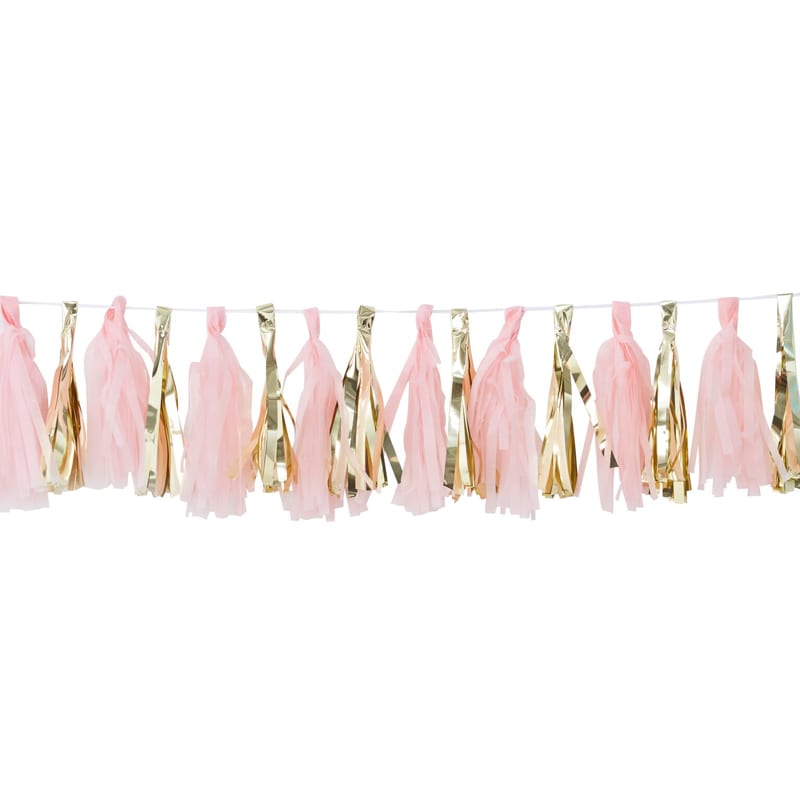 Oh Baby - Girlande mit Quasten in Rosa und Gold