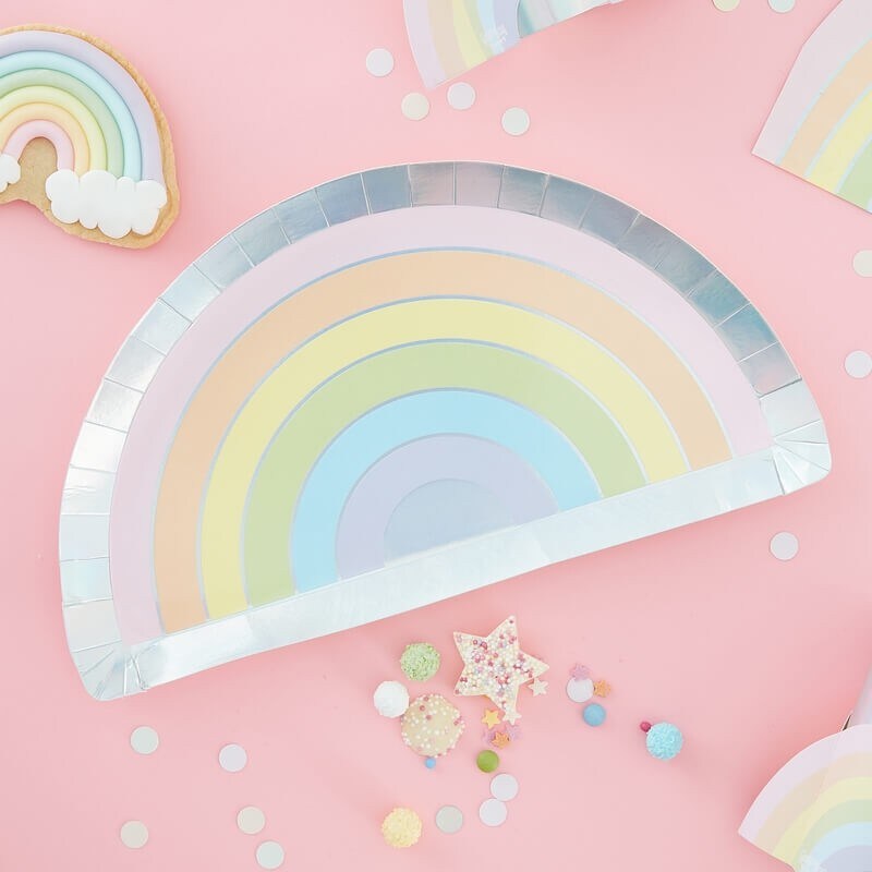 Pastell - Teller in Regenbogenform, 8er Pack