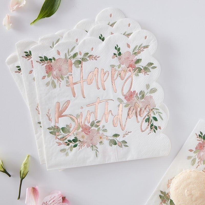 Ditsy Floral - Servietten Happy Birthday 16er Pack