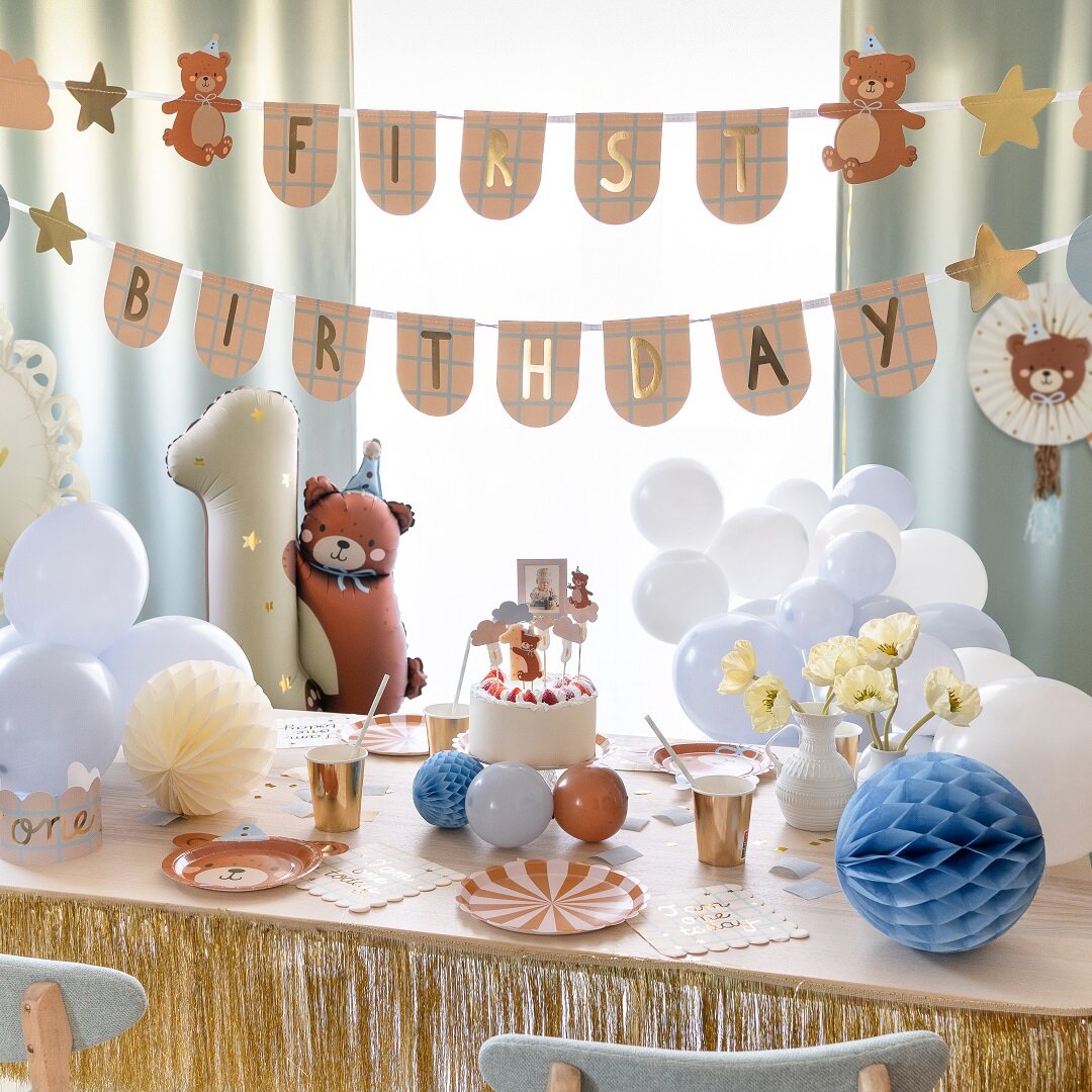 Teddybär - Girlande First Birthday 255 cm