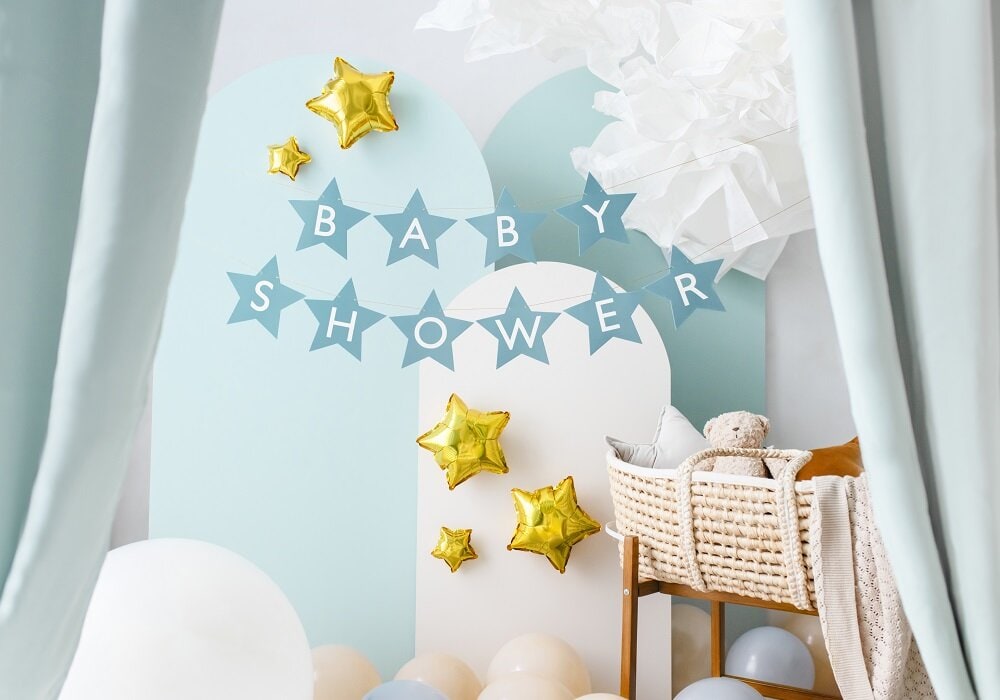 Girlande Sterne - Baby Shower Blau