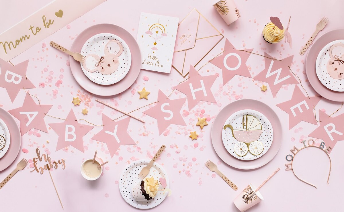 Girlande Sterne - Babyshower Rosa