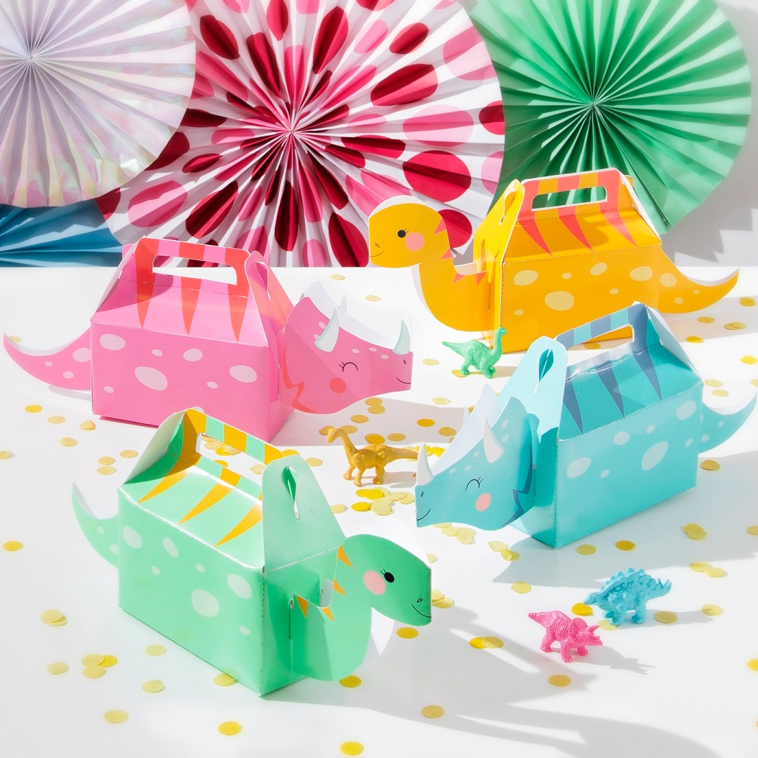 Dino Party Girl - Geschenkboxen 4er Pack