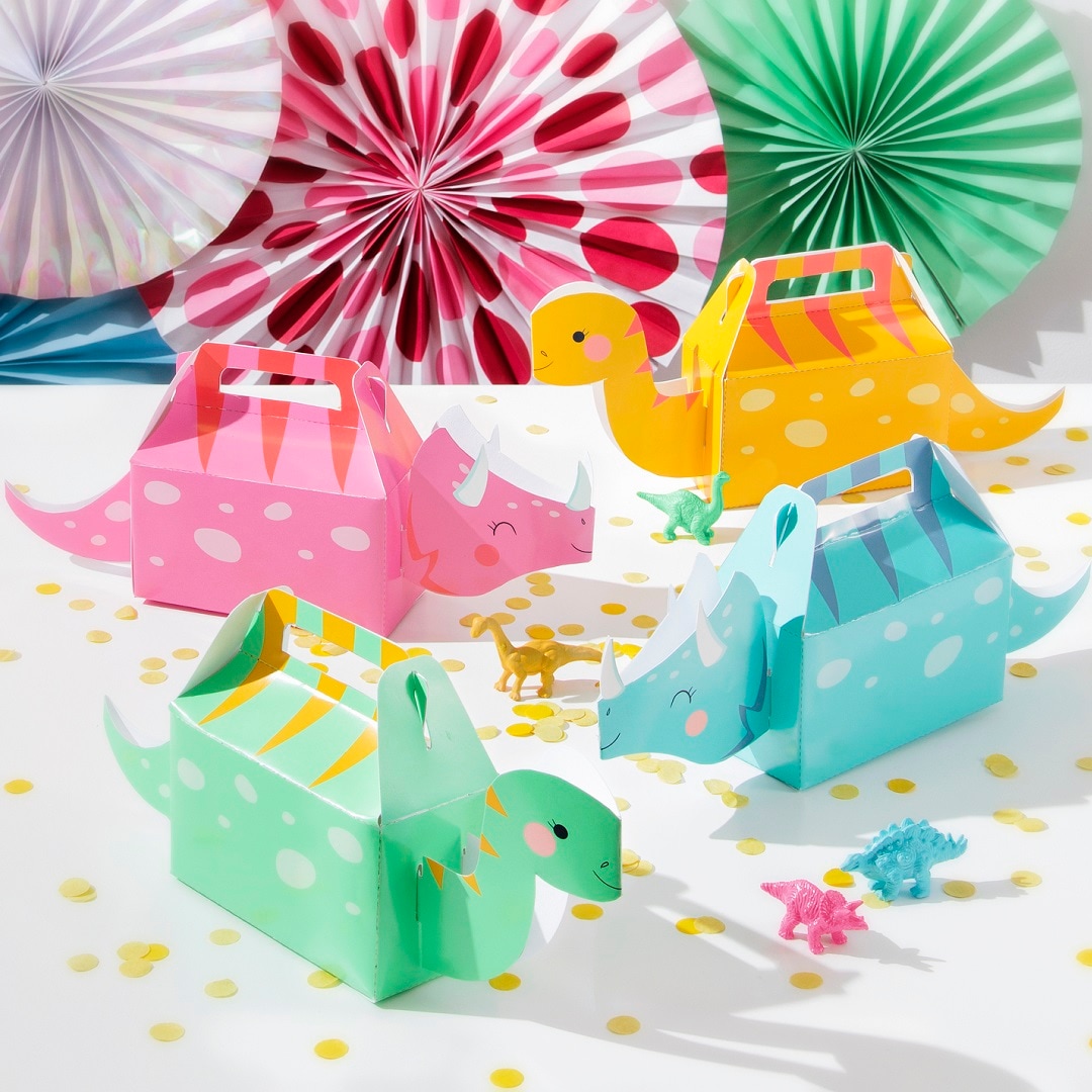Dino Party Girl - Geschenkboxen 4er-Pack