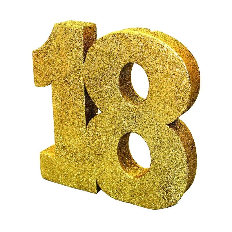 Goldglitzernde Tischdekoration 18. Geburtstag