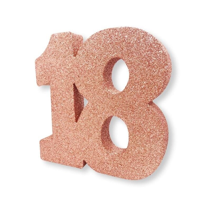Roséglitzernde Tischdekoration 18. Geburtstag