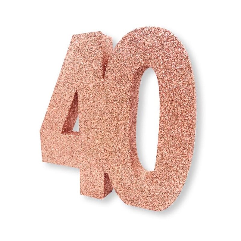 Roséglitzernde Tischdekoration 40. Geburtstag