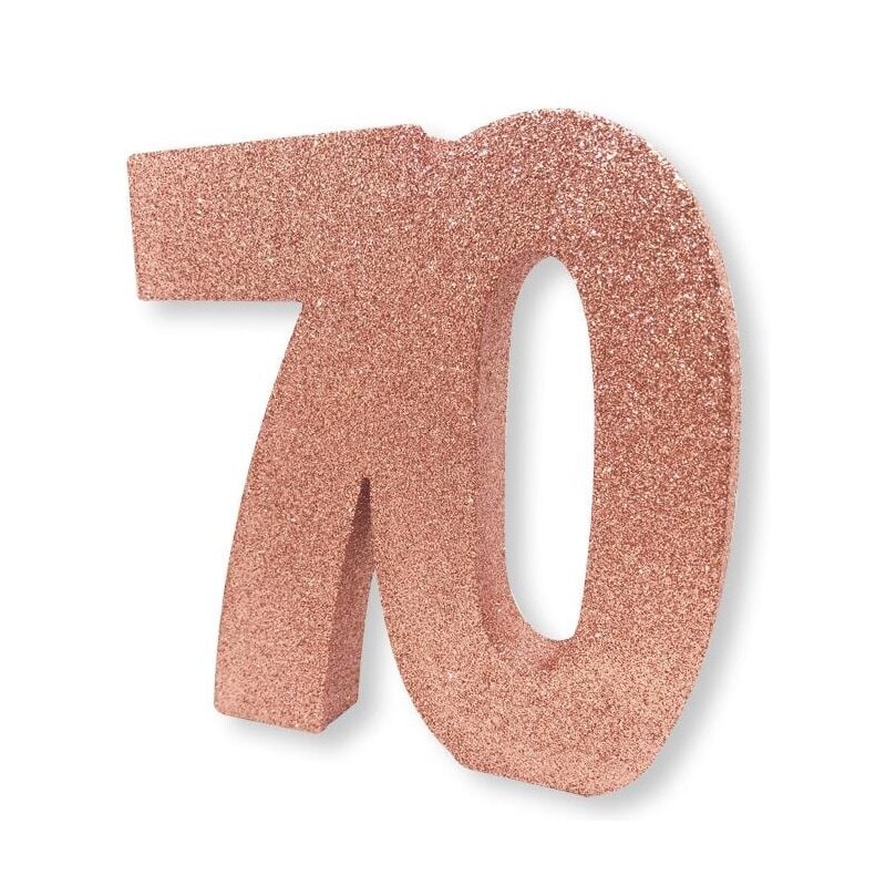 Roséglitzernde Tischdekoration 70. Geburtstag