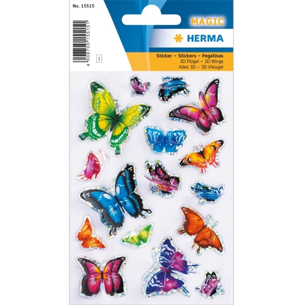 Stickerbogen - Glitzernde Schmetterlinge 16 Stück