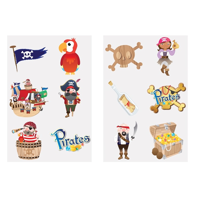 6er-Pack Tattoos mit Piratenmotiven