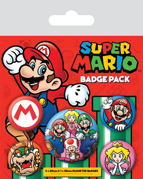 Super Mario Bros - Ansteckbuttons 5er-Pack