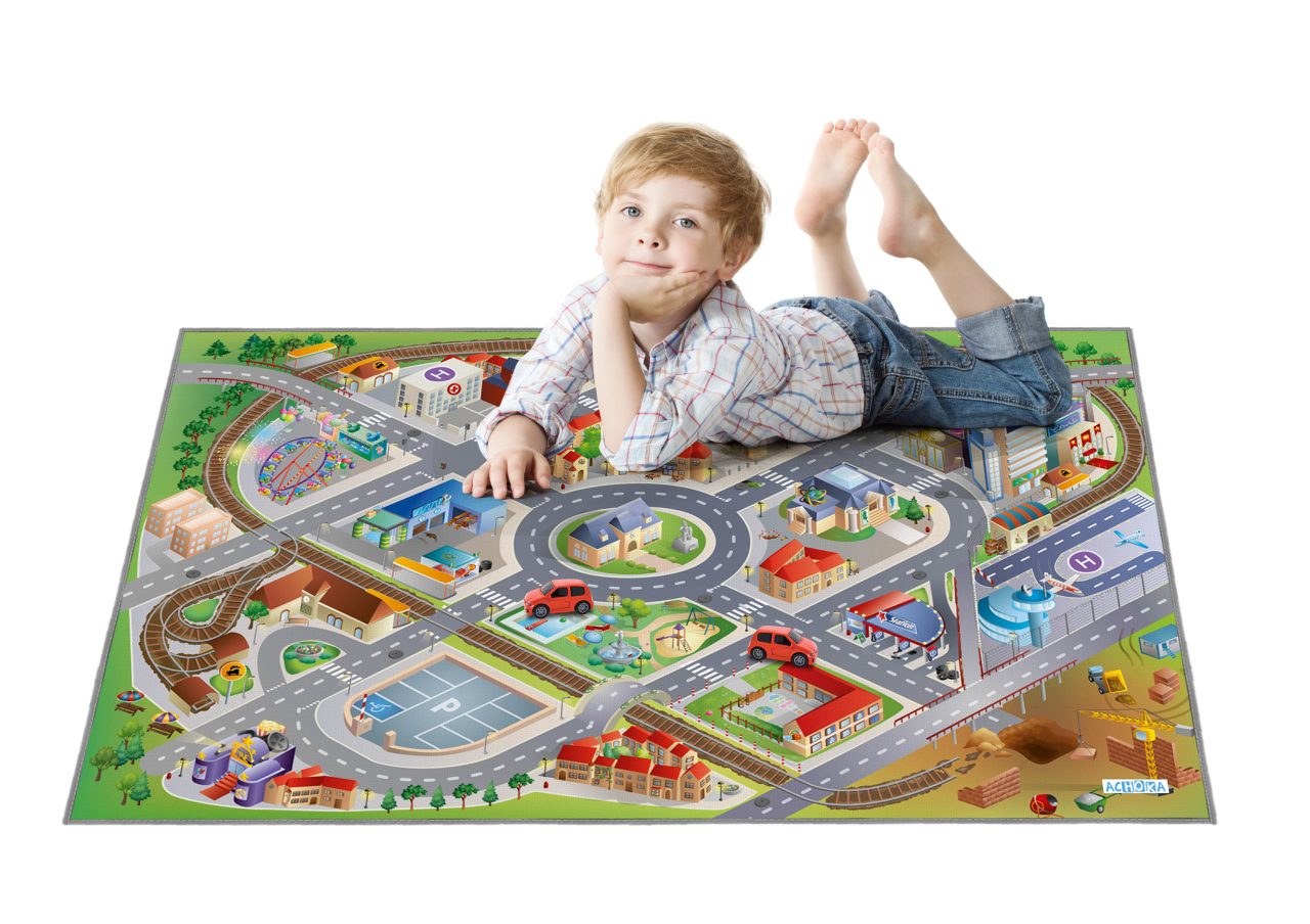 Spielmatte Kinderzimmer Stadt 75 x 112 cm