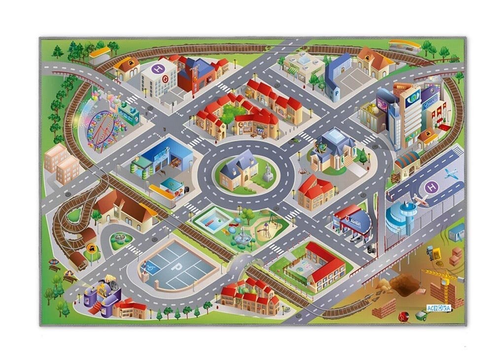 Spielmatte Kinderzimmer Stadt 75 x 112 cm