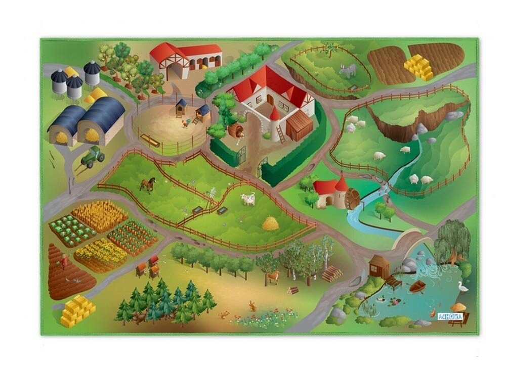 Spielmatte Kinderzimmer Bauernhof 75 x 112 cm