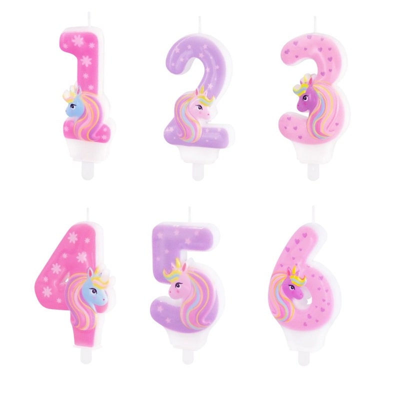 Einhorn-Zahlenkerzen 1-6 Jahre