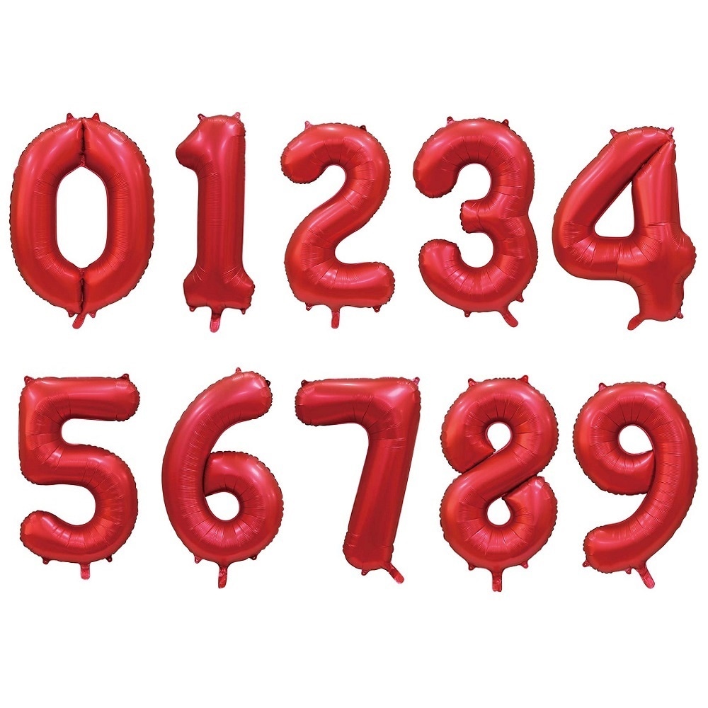 Zahlenballons Satinrot 86 cm