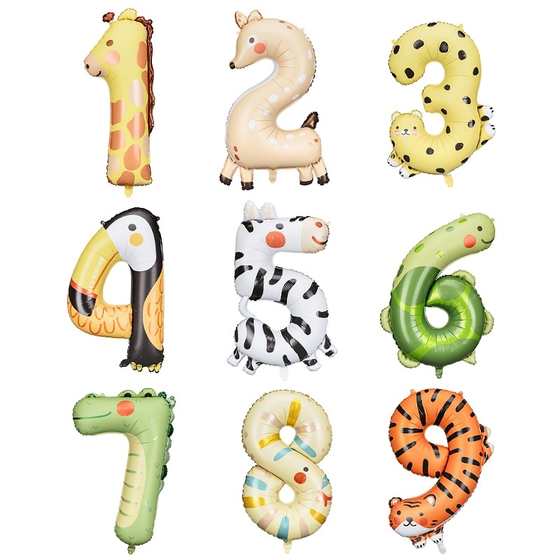 Zahlen Luftballons Süße Tiere 1-9 Jahre