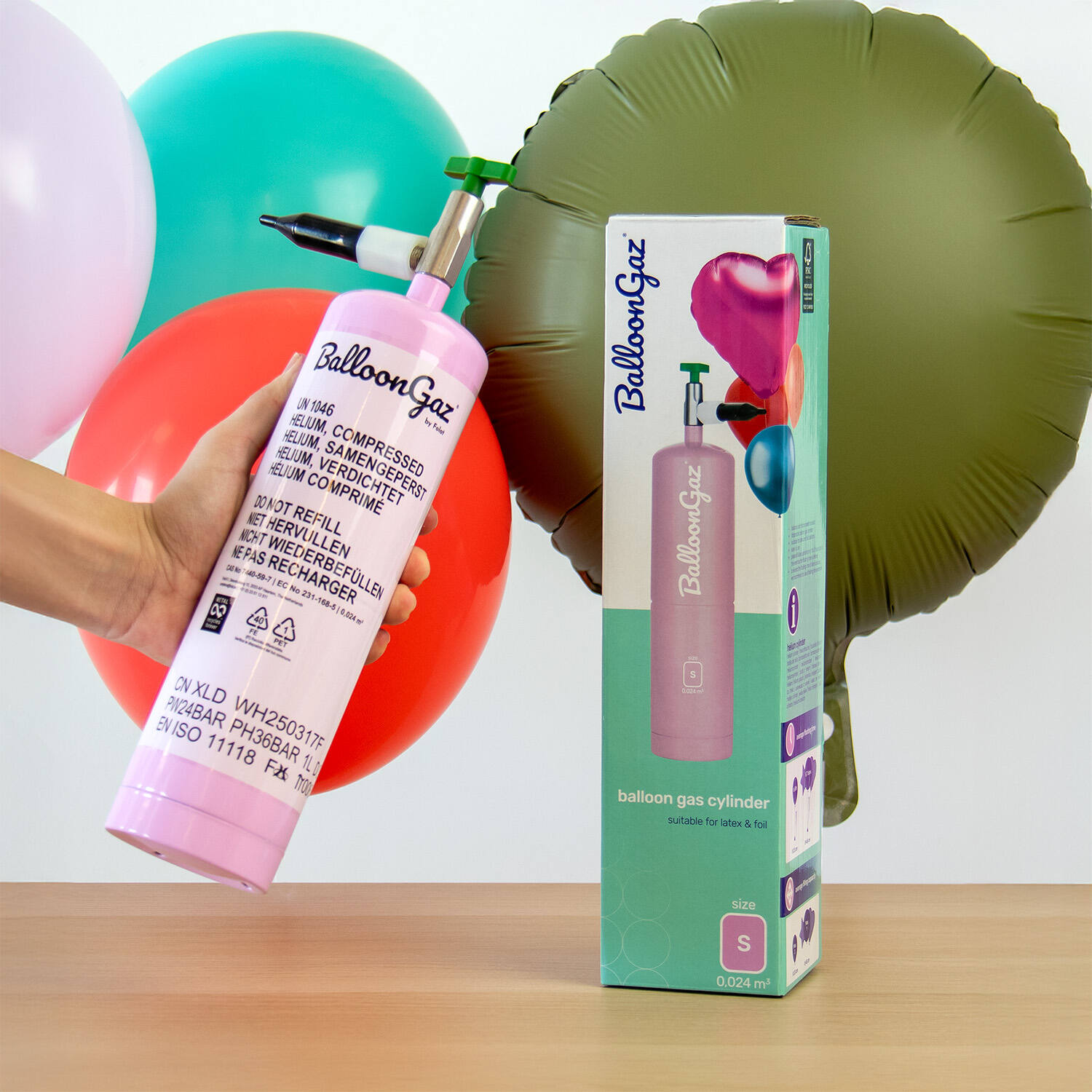 Heliumflasche für 1 Folienballon oder 3 Latexballons