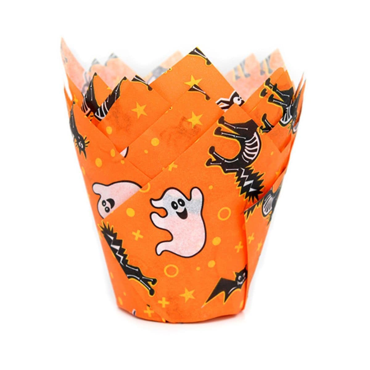 Tulpenförmige Halloween-Muffinförmchen, 36er-Pack