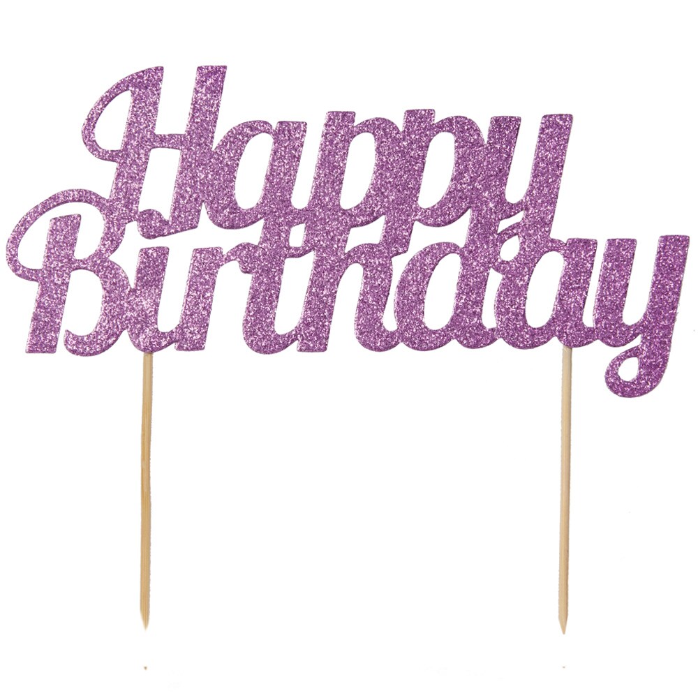 Tortendekoration Happy Birthday - Rosa glitzernd