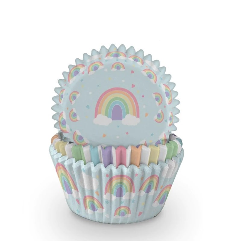 Pastell Regenbogen - Muffinförmchen 75er Pack