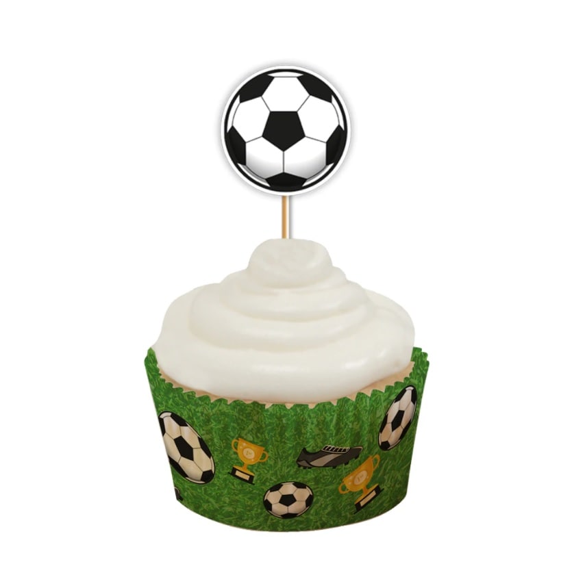 Cupcake Topper - Fußbälle 12er Pack