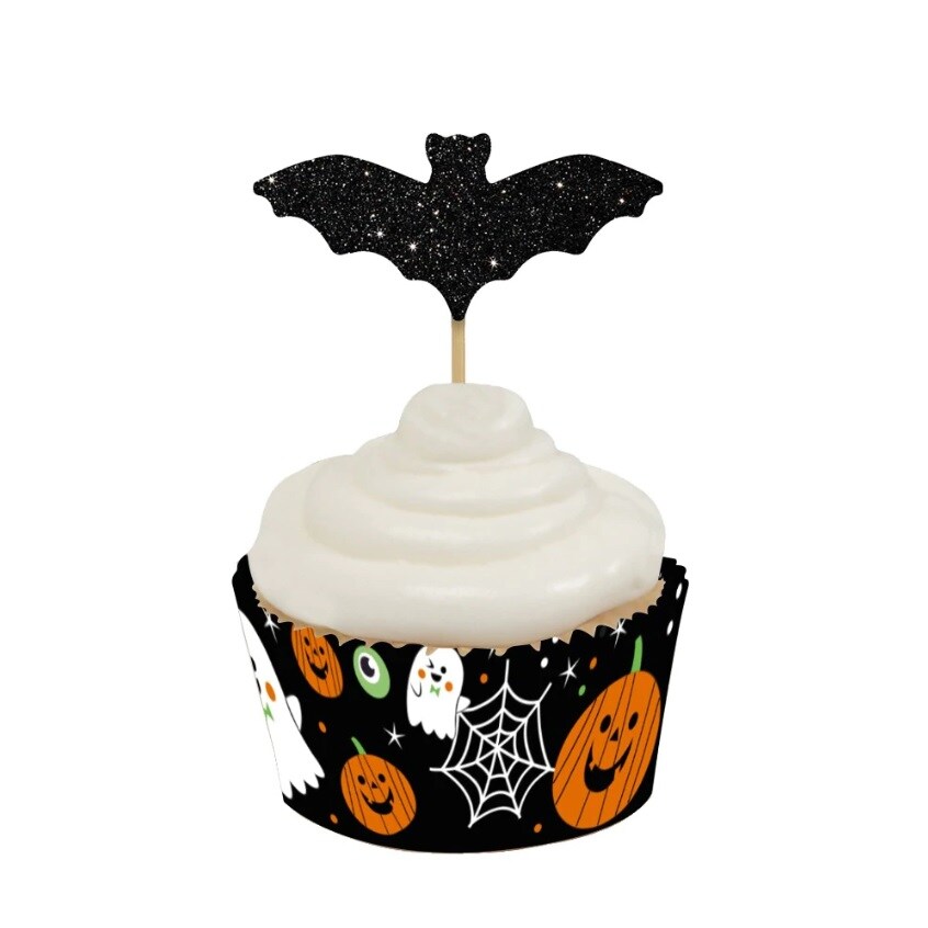 Cupcake Topper - Glitzernde Fledermäuse 12er-Pack