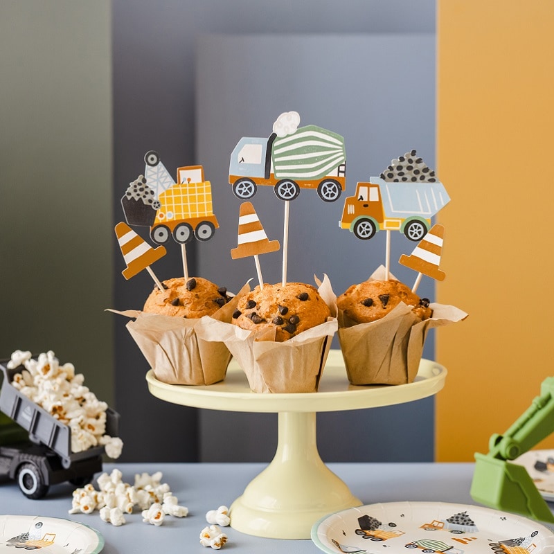 Baustelle - Cupcake Topper 6er Pack