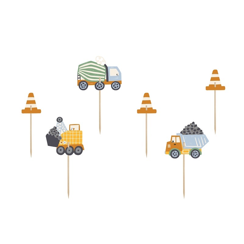 Baustelle - Cupcake Topper 6er-Pack