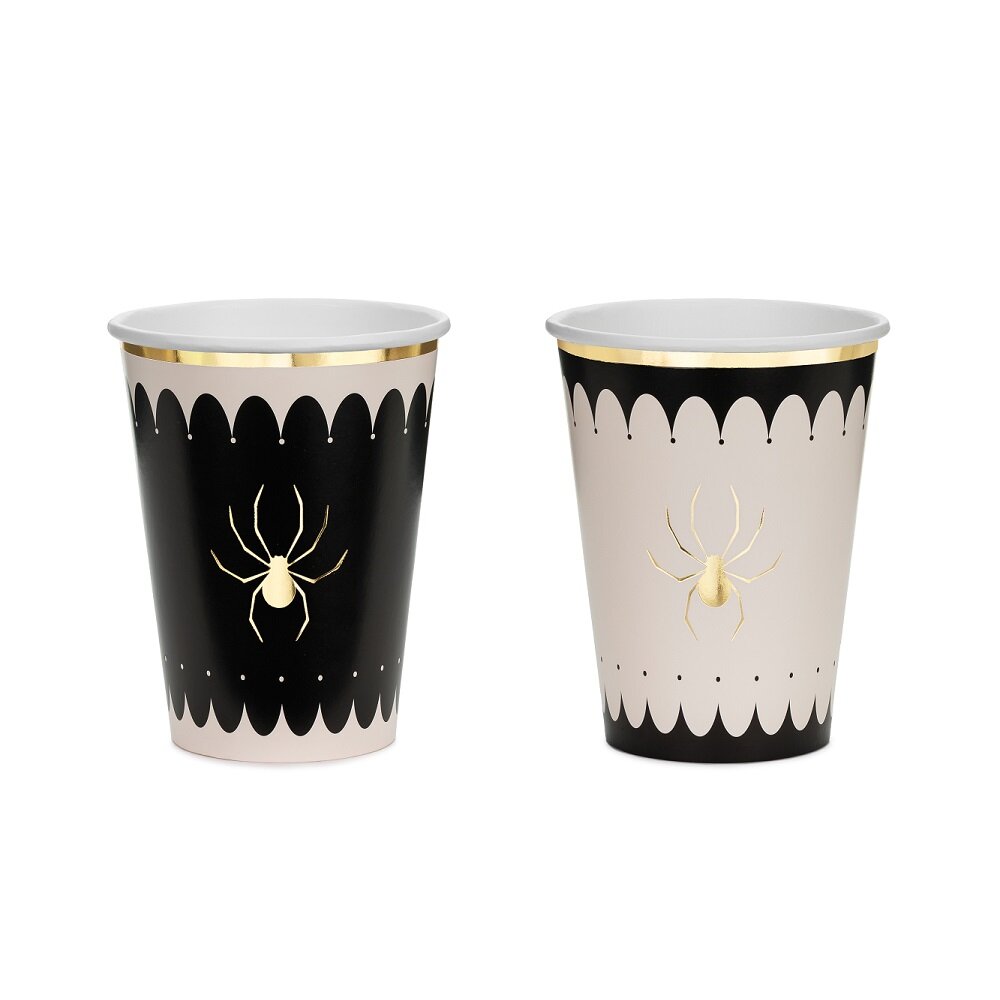 Halloween-Becher mit Goldspinne 6er-Pack