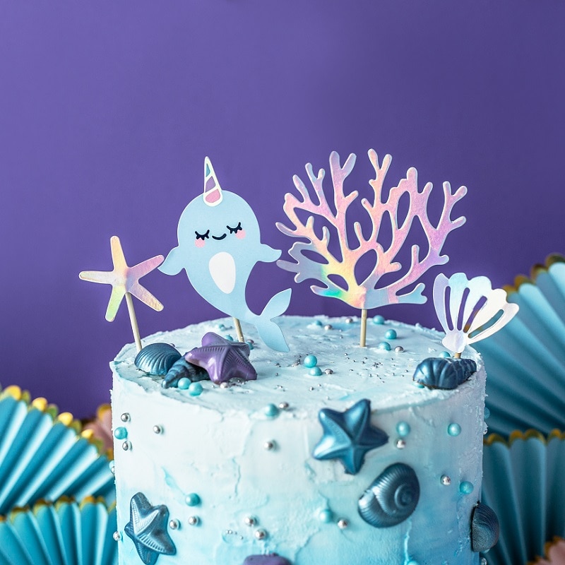 Cupcake Topper Narwal 4er-Pack