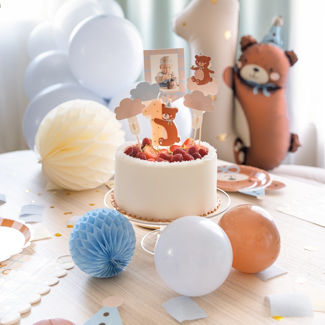 Teddybär - Cupcake-Topper 1. Geburtstag 5er-Pack