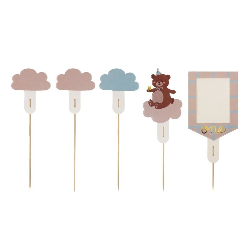 Teddybär - Cupcake-Topper 1. Geburtstag 5er-Pack