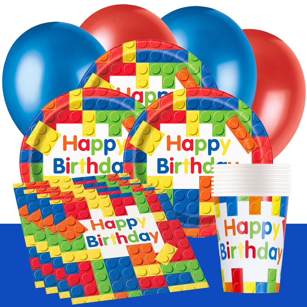 Bausteine Kindergeburtstag-Partyset für 8-16 Gäste