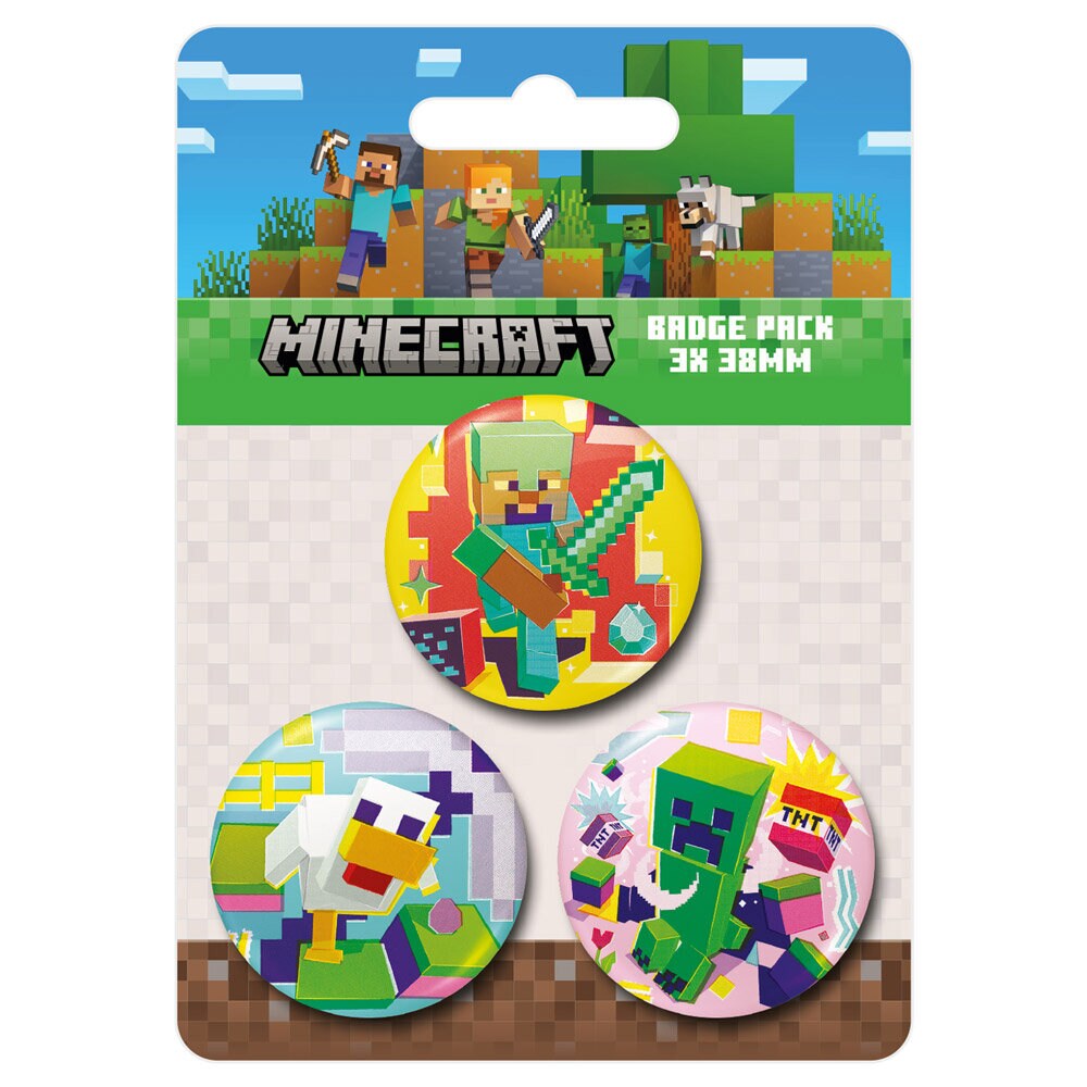 Minecraft Ansteckbuttons 3er-Pack