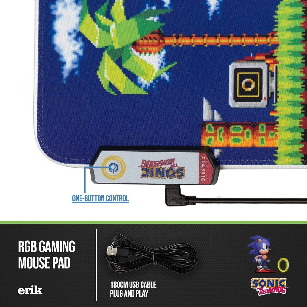 Sonic the Hedgehog - Gaming Mousepad XL, LED-Licht 40 x 90 cm