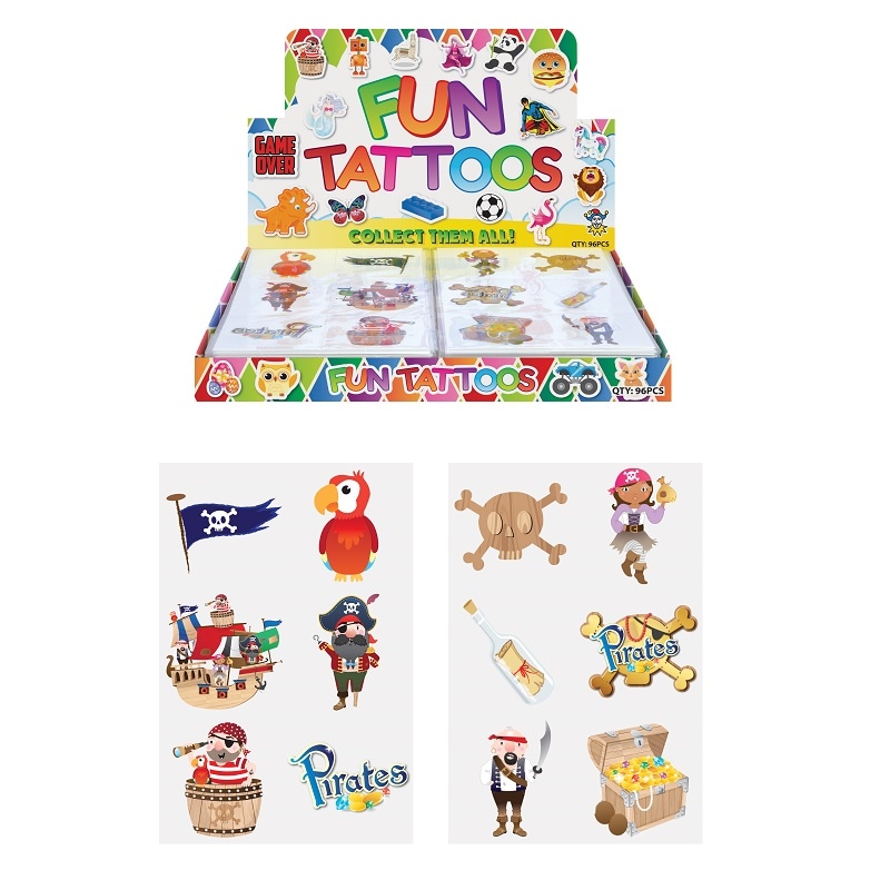 6er-Pack Tattoos mit Piratenmotiven