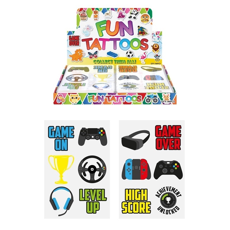 Tattoos mit Gaming-Motiven 6er-Pack