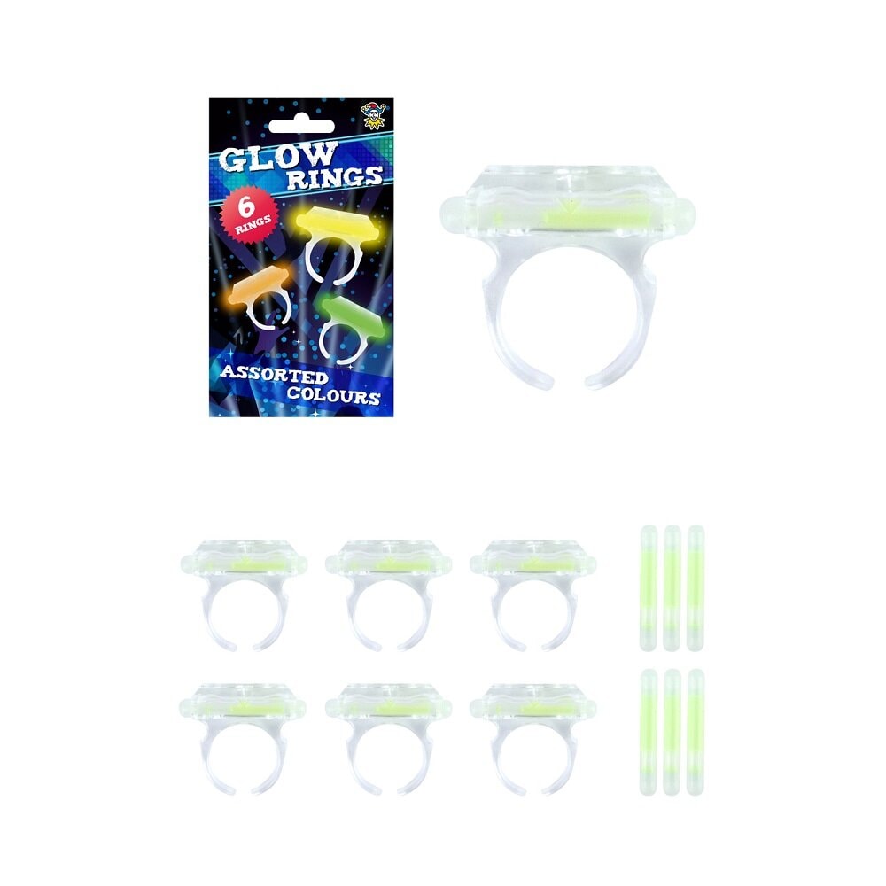 Glow in the dark Ringe 6er Pack