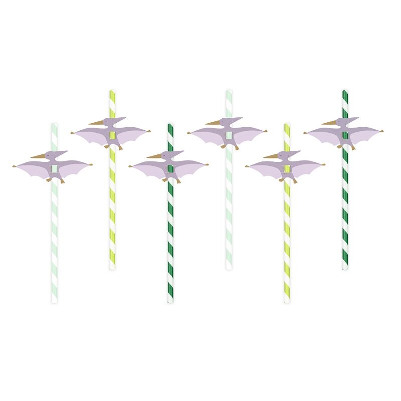 Dinosaurier Pterodactyl - Papierstrohhalme 6er-Pack