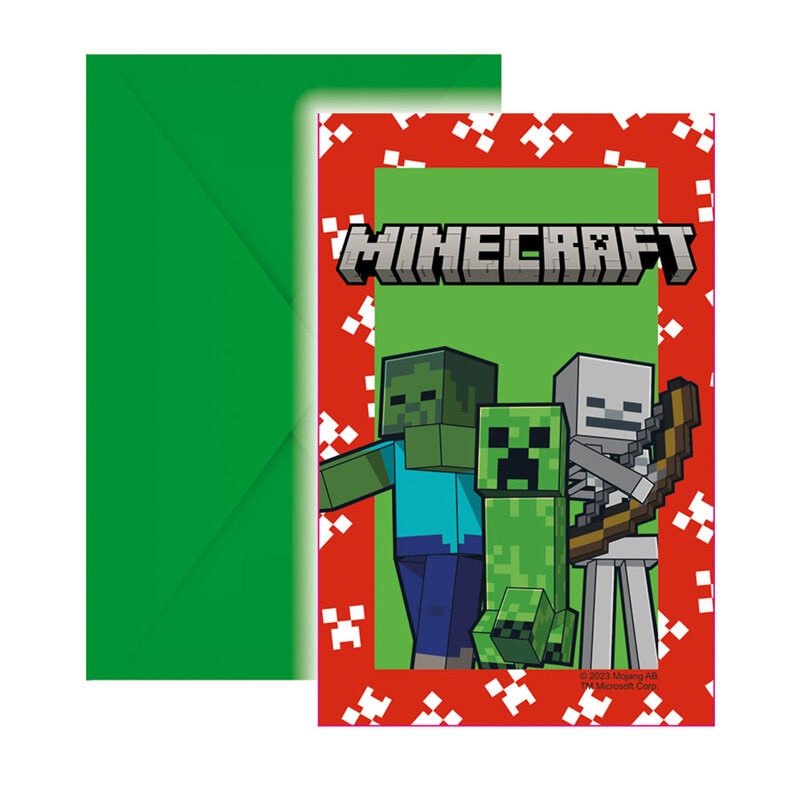 Minecraft - Einladungskarten 6er Pack