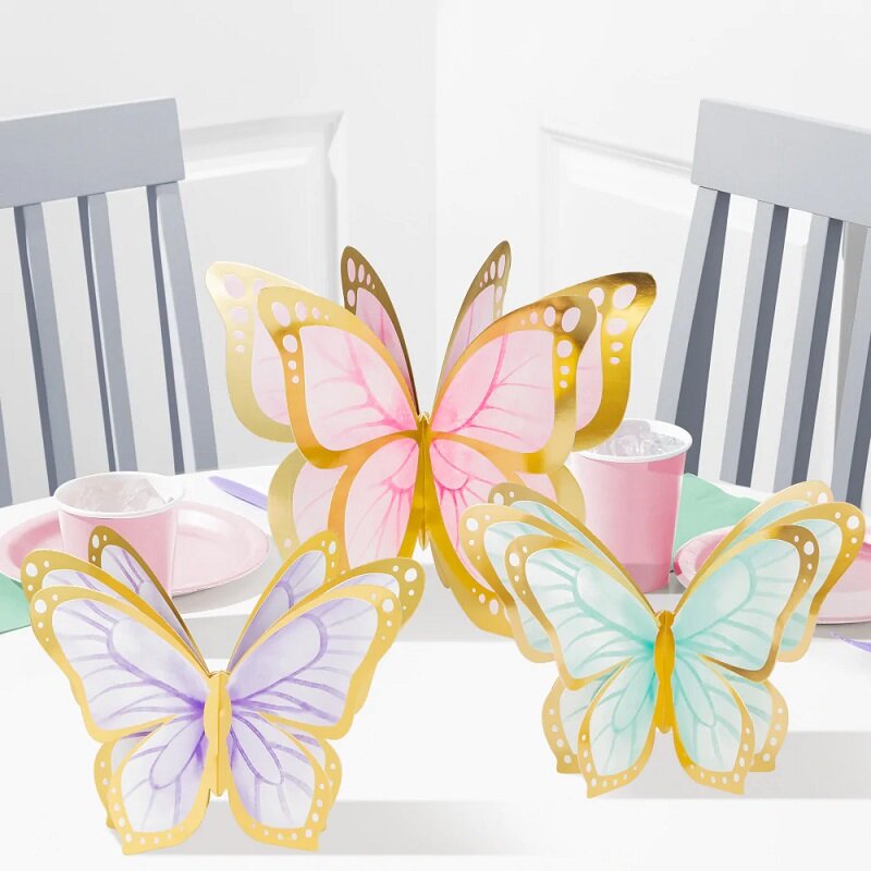 Schimmernder Schmetterling - Tischdekorationen 3D 3er-Pack