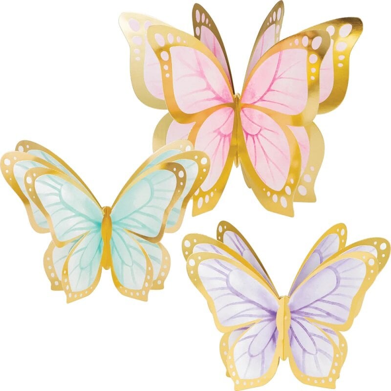 Schimmernder Schmetterling - Tischdekorationen 3D 3er-Pack
