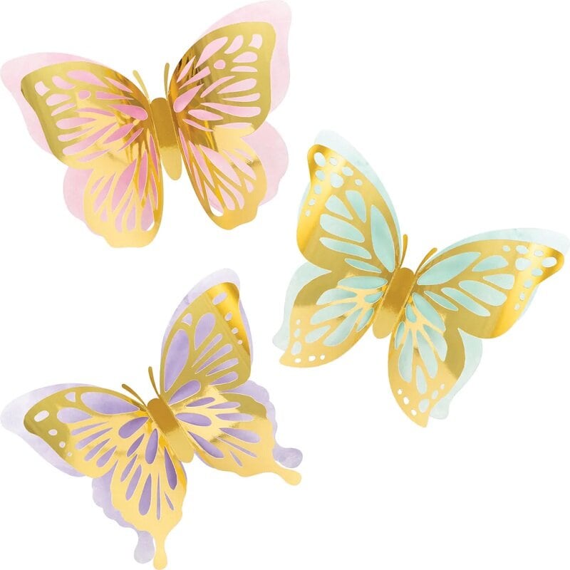 Schimmernder Schmetterling - Wanddekorationen 3er Pack