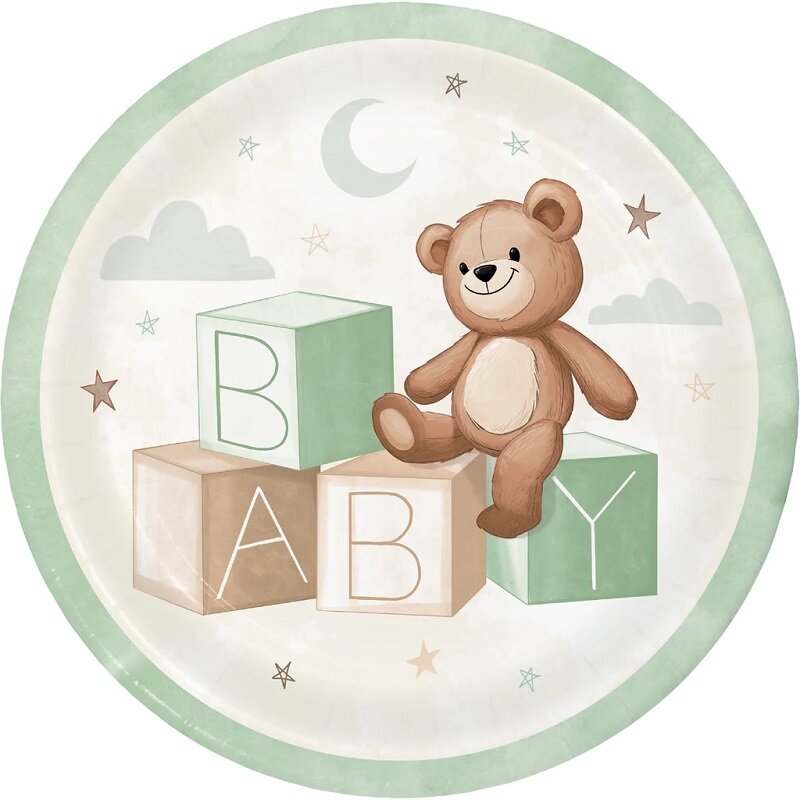 Teddybär Babyparty - Teller 8er-Pack