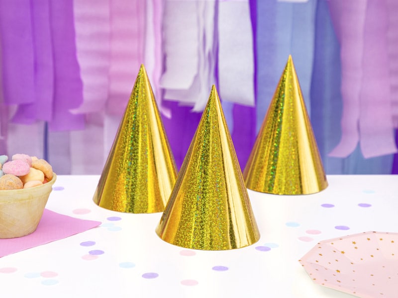 Partyhüte in glitzerndem Gold 6er-Pack