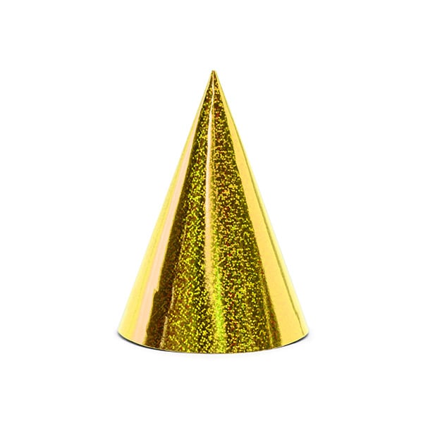 Partyhüte in glitzerndem Gold 6er Pack